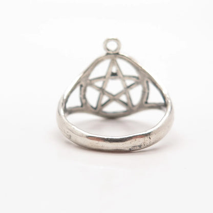 925 Sterling Silver Vintage Star Open Round Ring Size 7.75