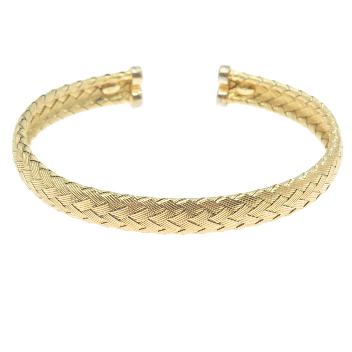 925 Sterling Silver Gold Plated Italy Braided Adjustable Cuff Bracelet 7.5"