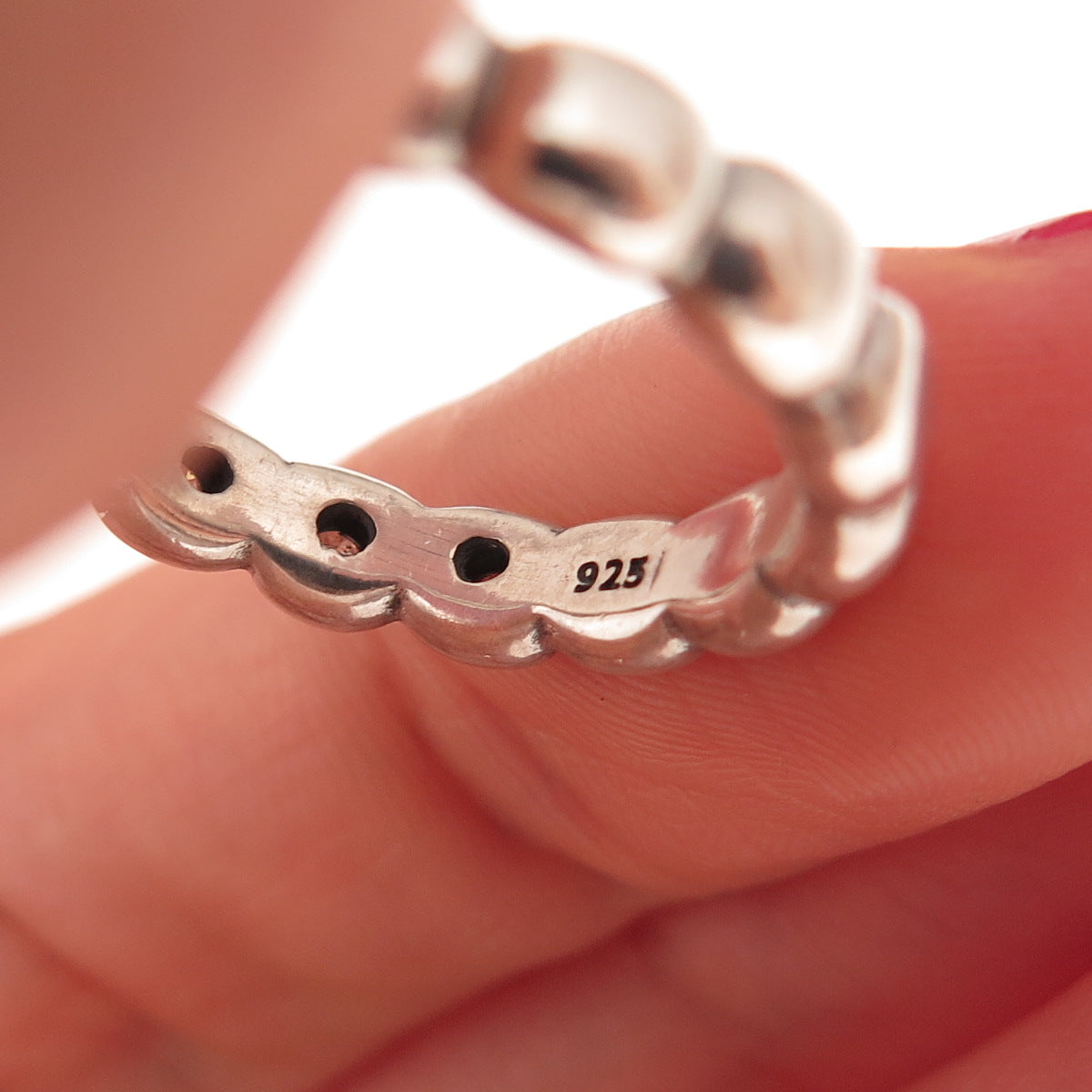 Pandora 925 Sterling Silver Round-Cut C Z Hope Bubble Band Ring Size 8