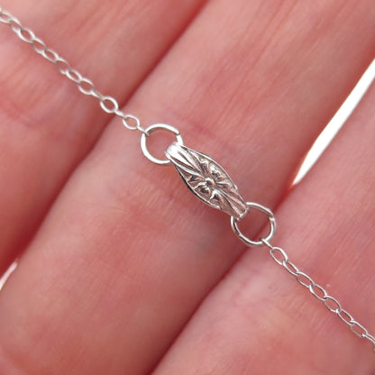 Tru-Kay 925 Sterling Silver Vintage Real Turquoise Butterfly Chain Necklace 16"