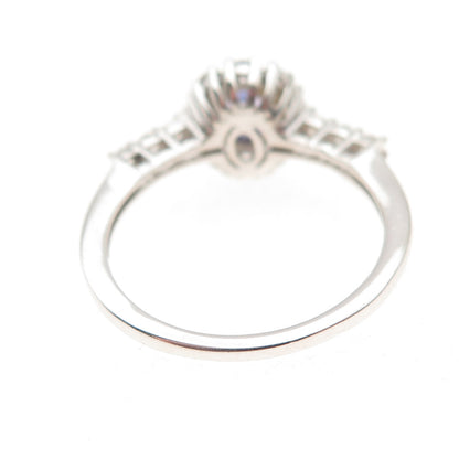 Chuck Clemency 925 Sterling Silver Real Tanzanite & White Topaz Ring Size 8