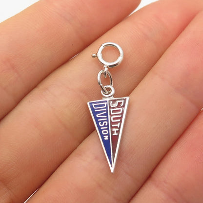 925 Sterling Silver Vintage Kinney Enamel "South Division" Charm Pendant
