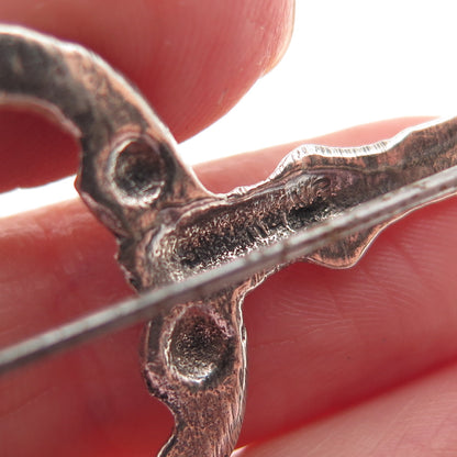 925 Sterling Silver Antique Art Deco Key Oxidized Pin Brooch