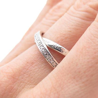 BGE BRADFORD Sterling Silver Real Diamond Interlocked Eternity Ring Size 6.75