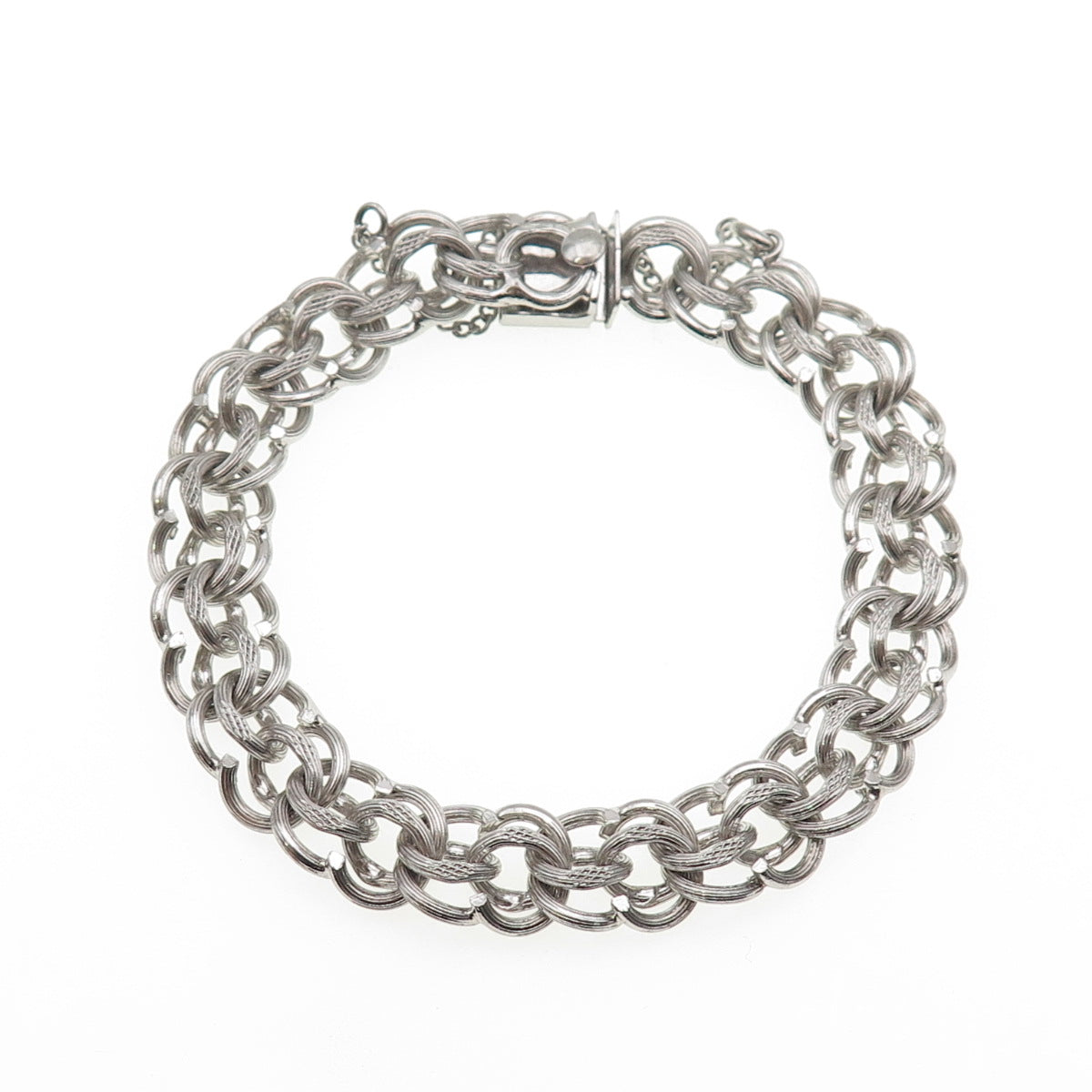 A&Z HAYWARD 925 Sterling Silver Antique Art Deco Double Rolo Link Bracelet 7"