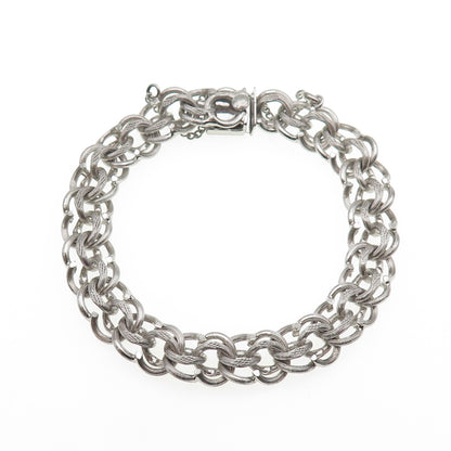 A&Z HAYWARD 925 Sterling Silver Antique Art Deco Double Rolo Link Bracelet 7"