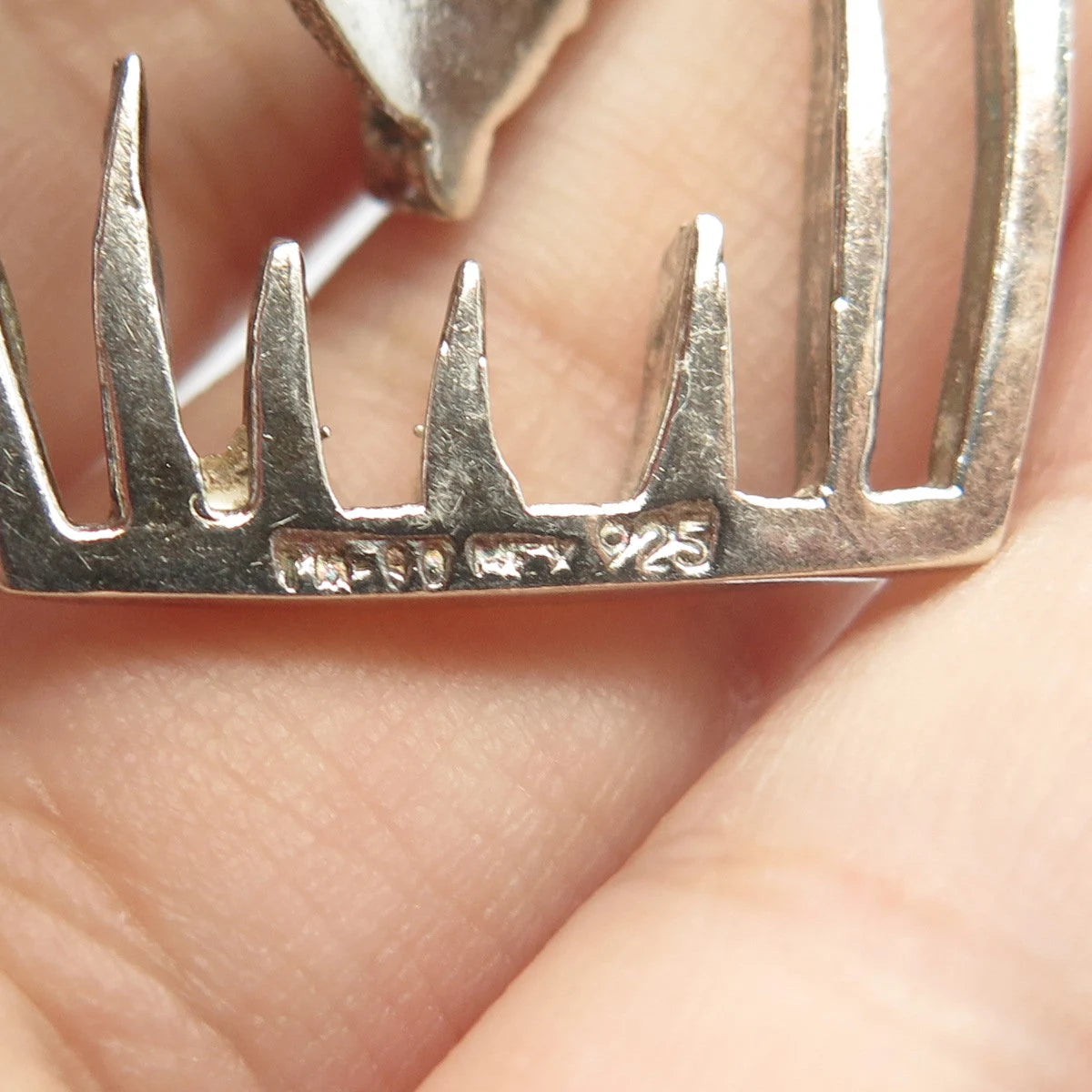 925 Sterling Silver Vintage Mexico Bird In A Cage Pin Brooch