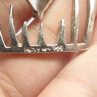 925 Sterling Silver Vintage Mexico Bird In A Cage Pin Brooch