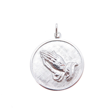 925 Sterling Silver Vintage Praying Hands Religious Charm Pendant