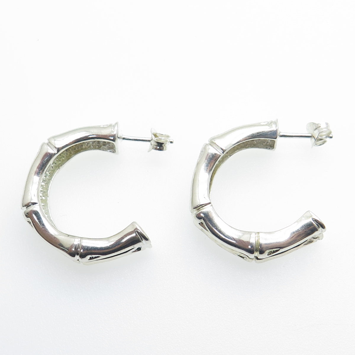 ECCLISSI 925 Sterling Silver Vintage Bamboo Hoop Earrings