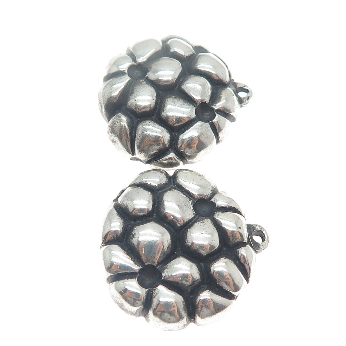 925 Sterling Silver Vintage Floral Oxidized Jacket Earrings