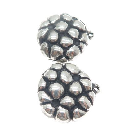 925 Sterling Silver Vintage Floral Oxidized Jacket Earrings