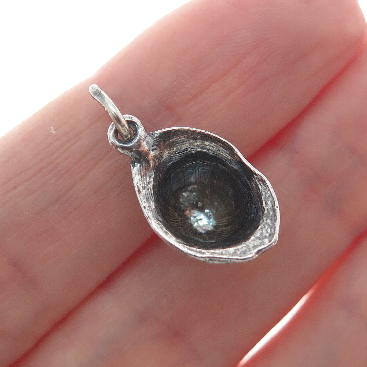 925 Sterling Silver Vintage Firefighter Helmet Oxidized Minimalist 3D Pendant