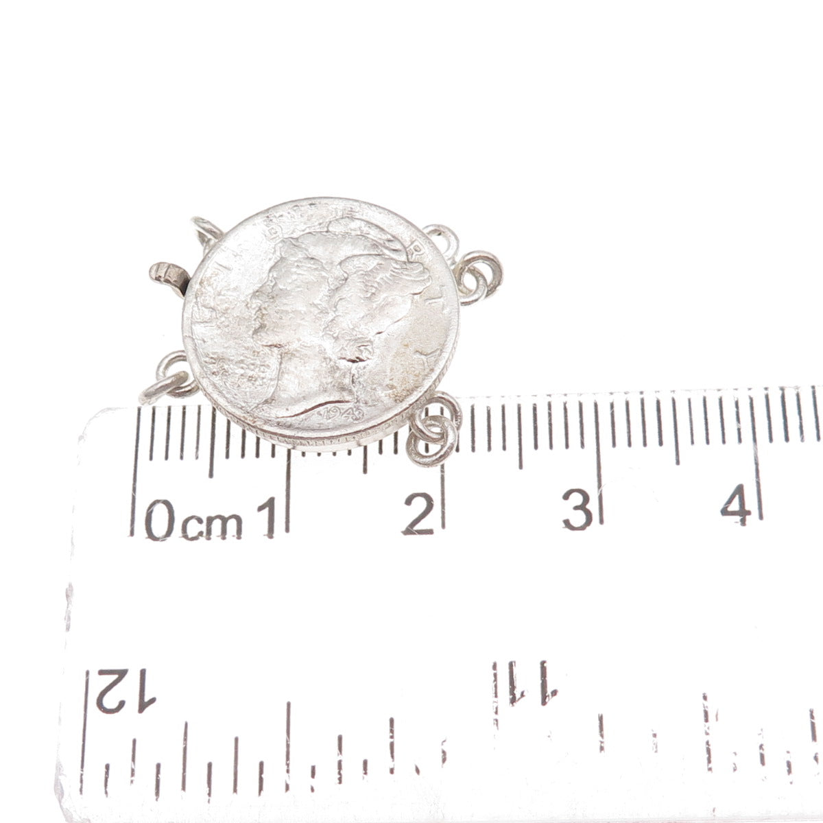 900 Silver Antique 1943 US Mercury Dime Coin Bracelet / Necklace Box Lock Clasp