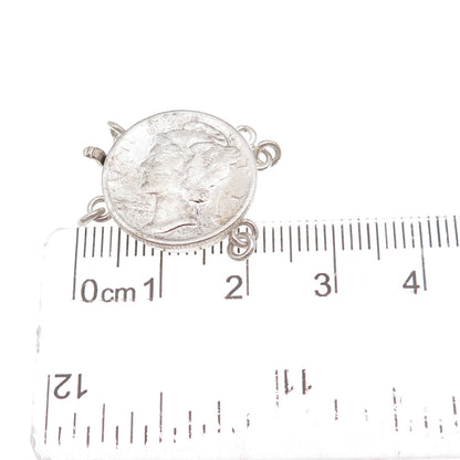 900 Silver Antique 1943 US Mercury Dime Coin Bracelet / Necklace Box Lock Clasp