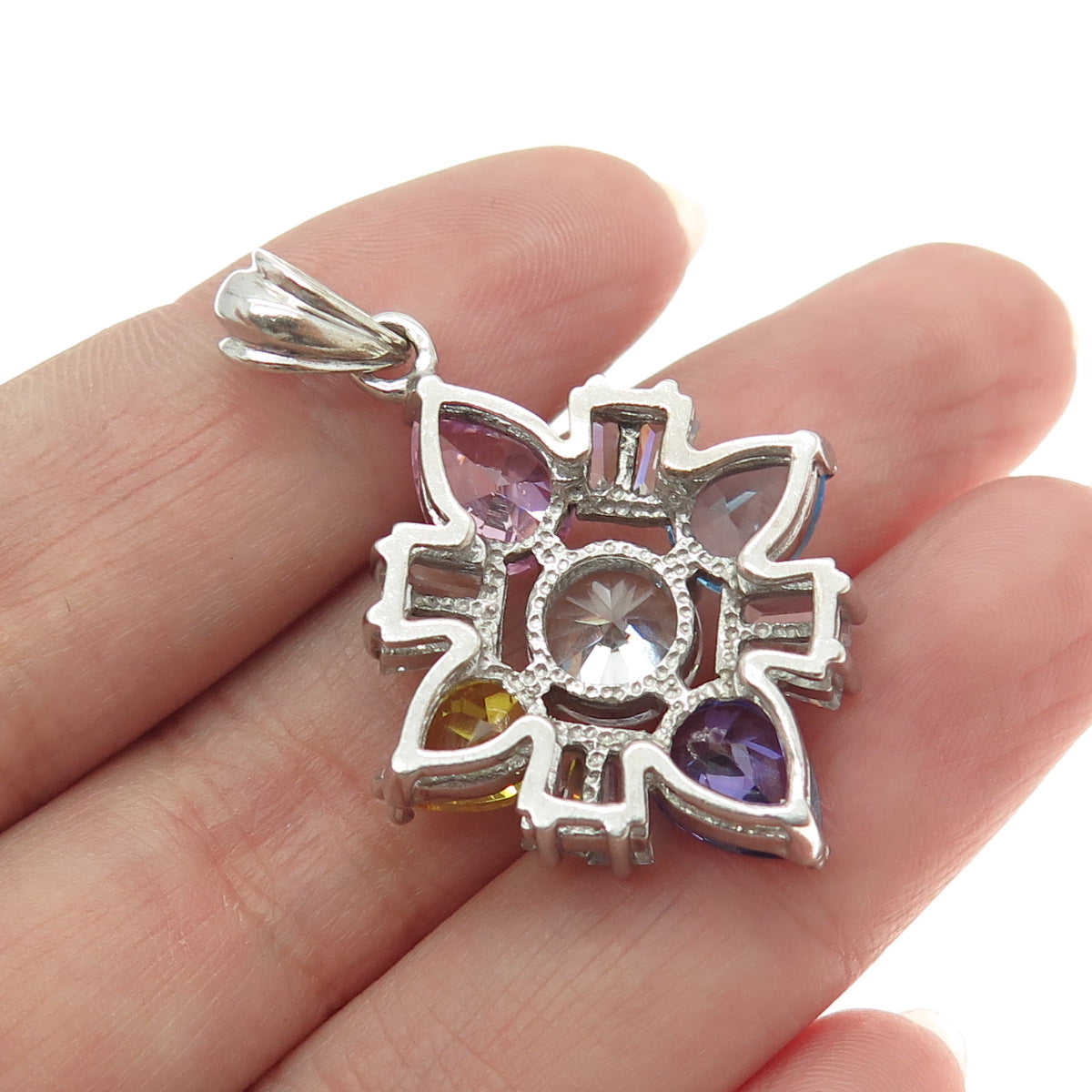 925 Sterling Silver Multi-Color C Z Pendant