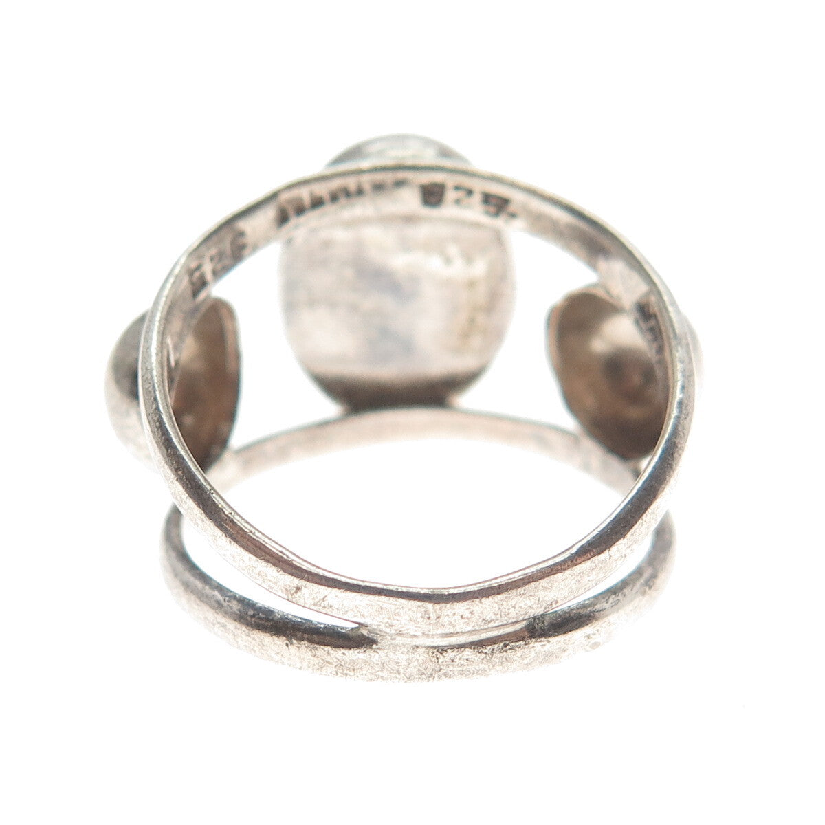 925 Sterling Silver Vintage Mexico Real Agate Gemstone Ring Size 9.25
