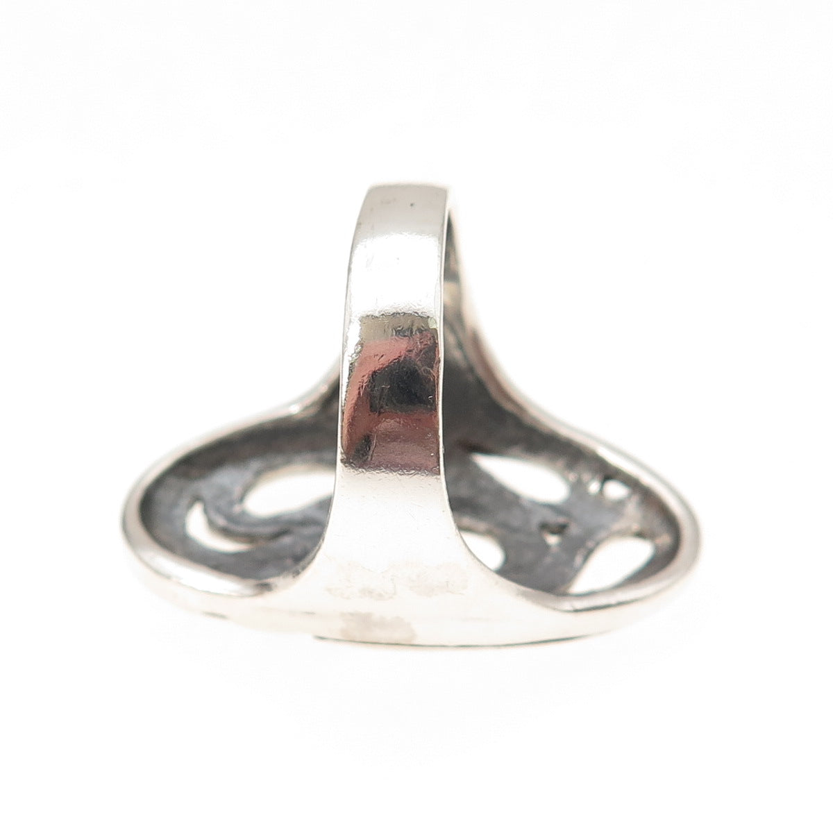 925 Sterling Silver Vintage Modernist Oxidized Ring Size 7.5