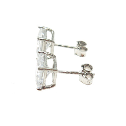925 Sterling Silver Princess-Cut C Z Stud Earrings