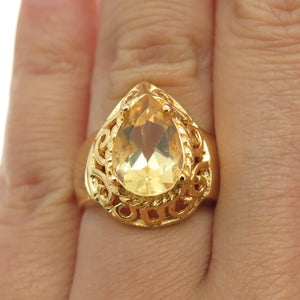 CHATEAU D'ARGENT 925 Sterling Silver Gold Plated Real Citrine Ring Size 6.5