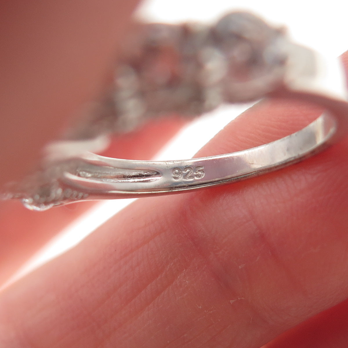 925 Sterling Silver Round-Cut C Z Engagement Ring Size 7