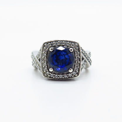 925 Sterling Silver J. Esposito Lab-Created Sapphire & C Z Ring Size 6
