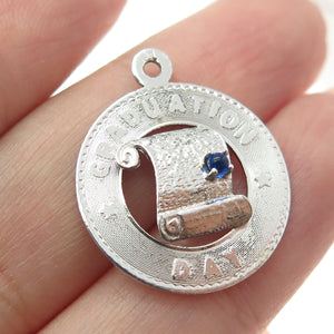 MARC MERCY 925 Sterling Silver Vintage Glass "Graduation Day" Diploma Pendant