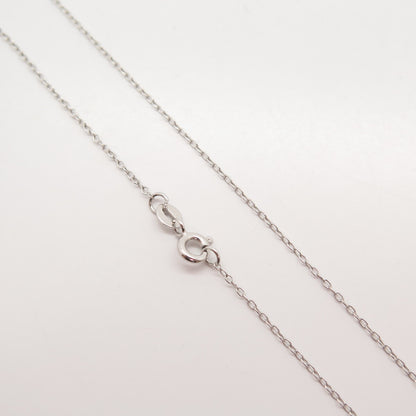 925 Sterling Silver Real White Diamond Open Heart Rolo Chain Necklace 16"