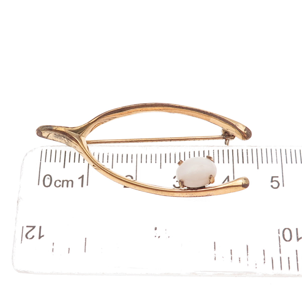 Winard 1/20 12K Gold Filled Antique Art Deco Real Opal Wishbone Pin Brooch