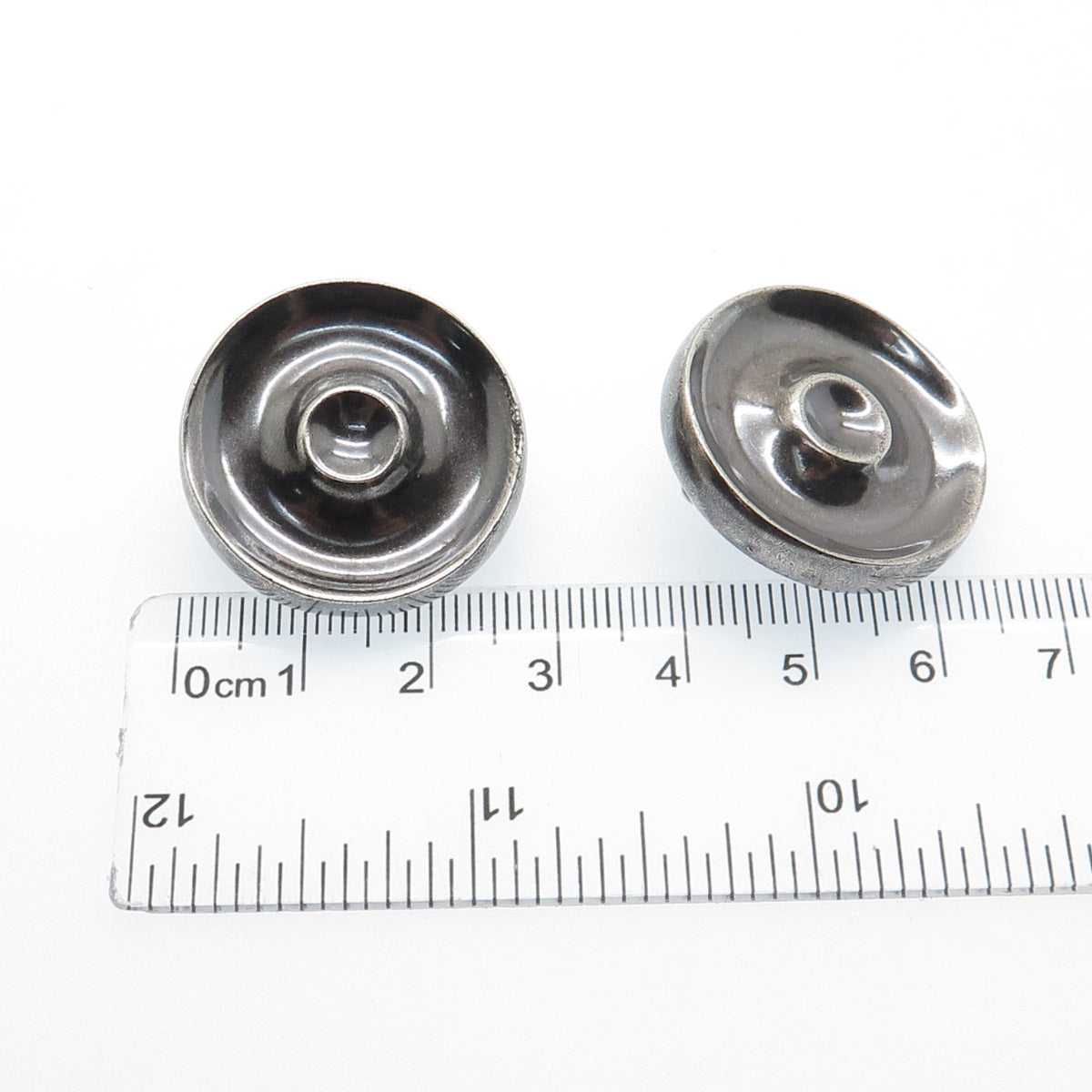 CHARLES M. ROBBINS Sterling Silver Vintage Modernist Oxidized Clip On Earrings