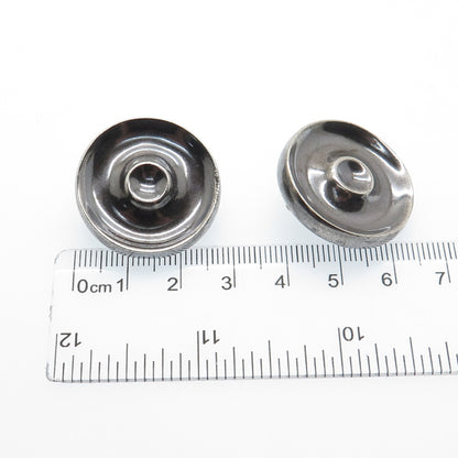 CHARLES M. ROBBINS Sterling Silver Vintage Modernist Oxidized Clip On Earrings