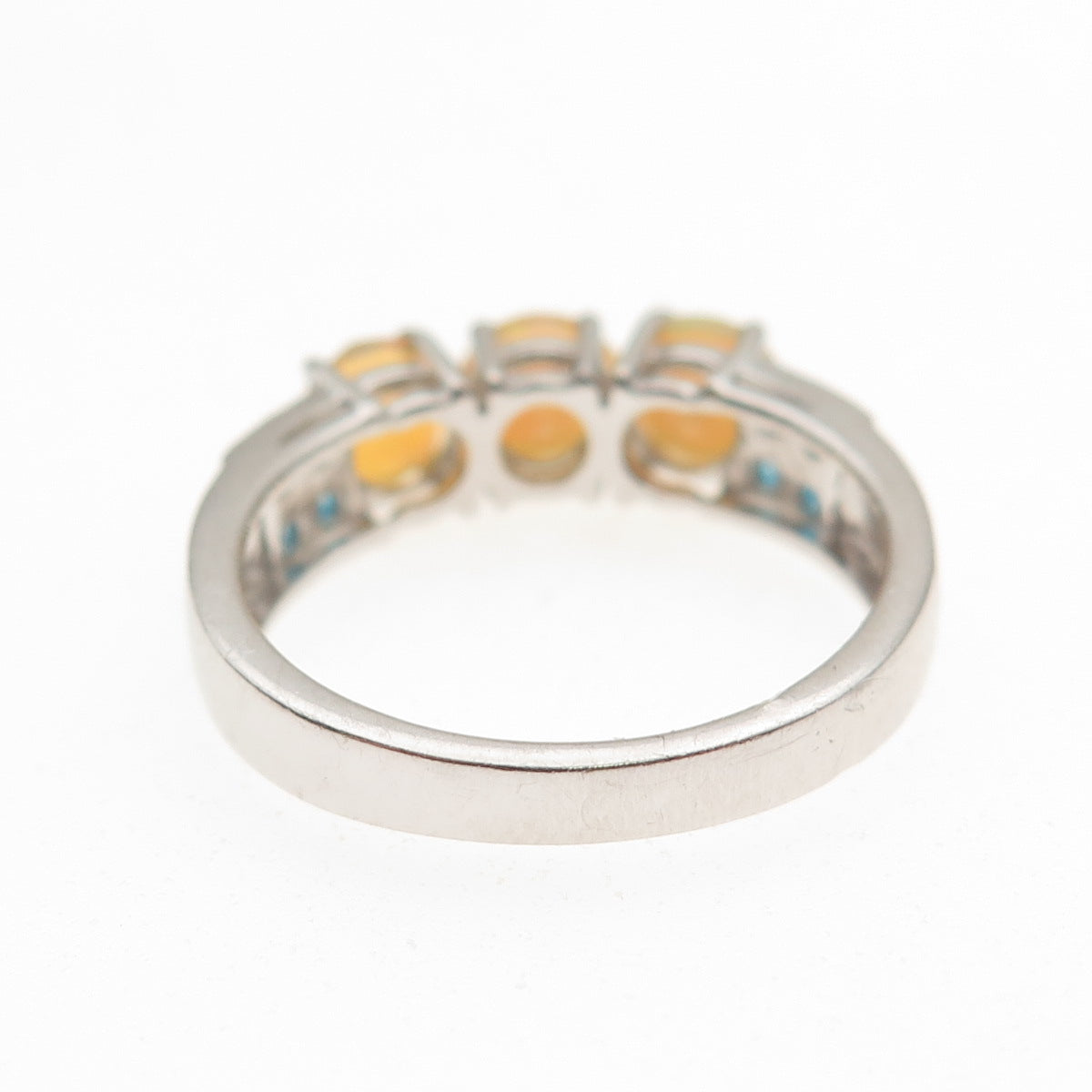 925 Sterling Silver Real Round-Cut Opal & Apatite Ring Size 8