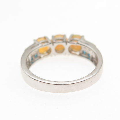 925 Sterling Silver Real Round-Cut Opal & Apatite Ring Size 8