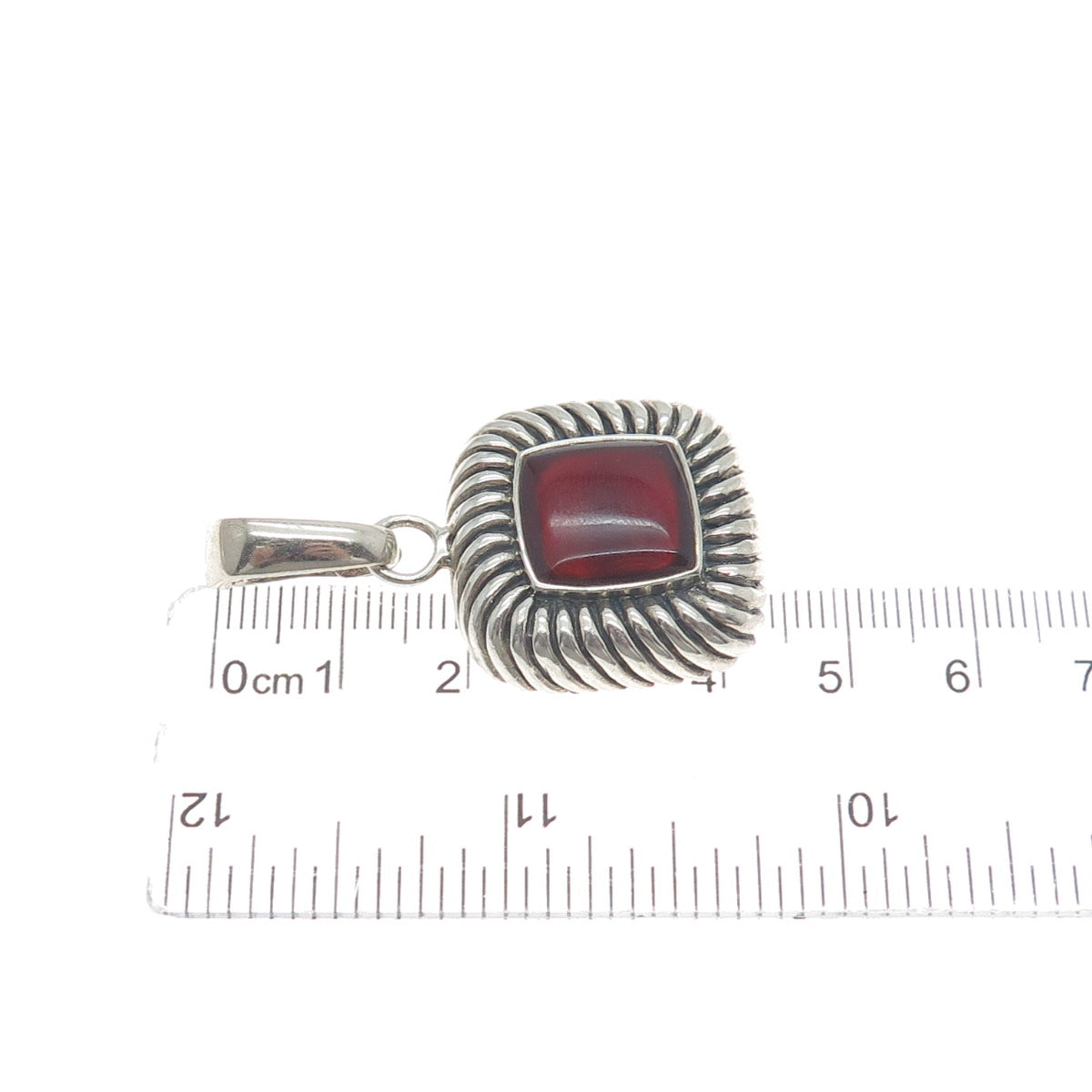 WHITNEY KELLY 925 Sterling Silver Vintage Real Carnelian Gem Roped Bezel Pendant