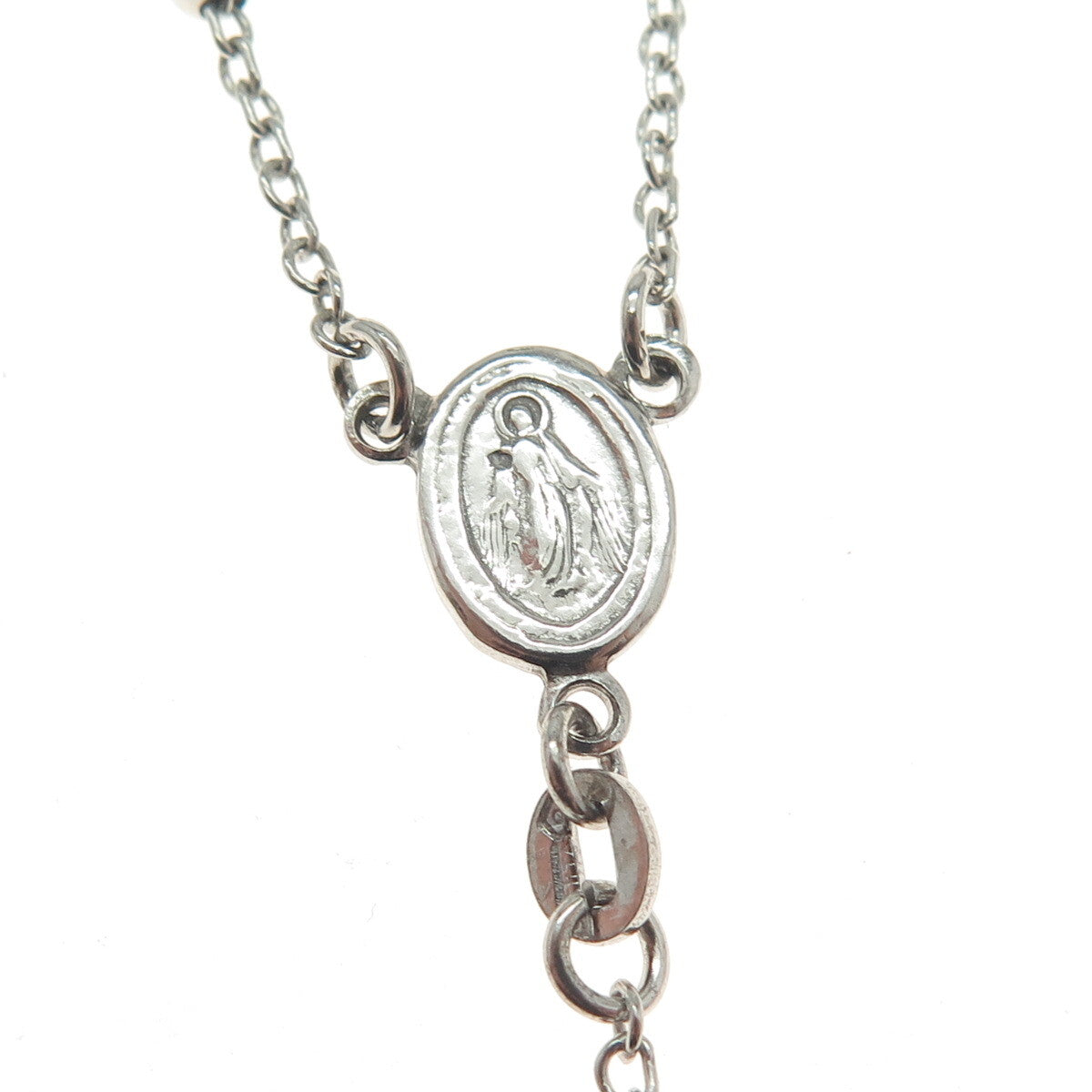 925 Sterling Silver Italy Crucifix Cross Religious Rosary Chain 24"