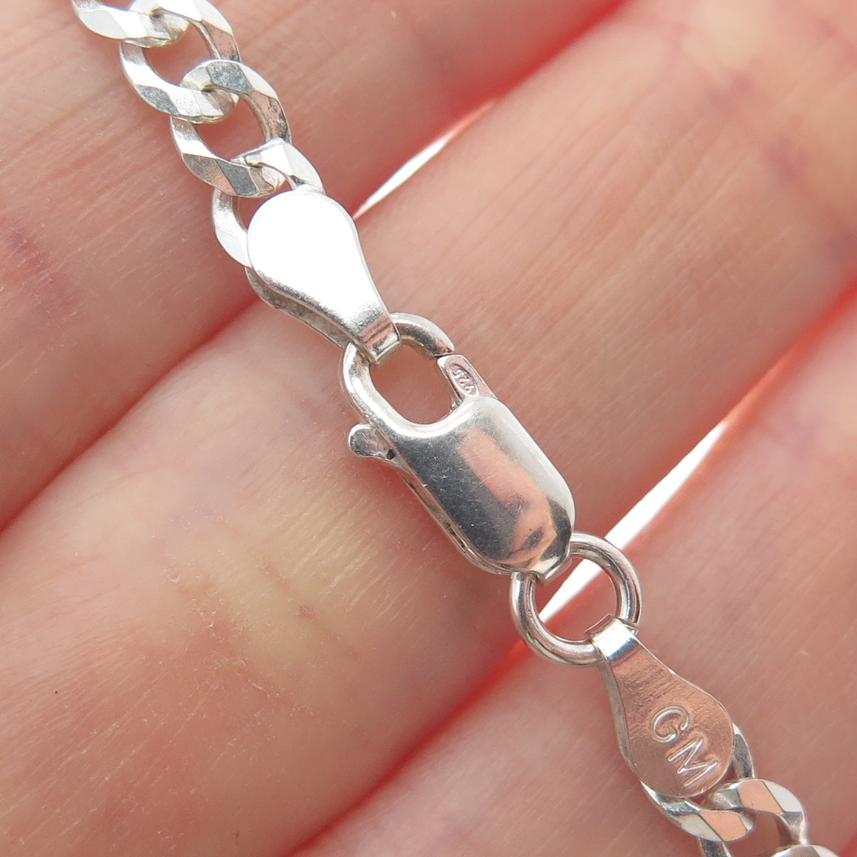 P. LUX 925 Sterling Silver Italy Curb Link Bracelet 7"