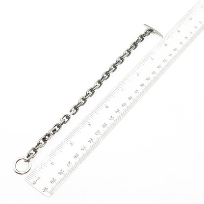 925 Sterling Silver Vintage Cable Link Oxidized Bracelet 7.25"