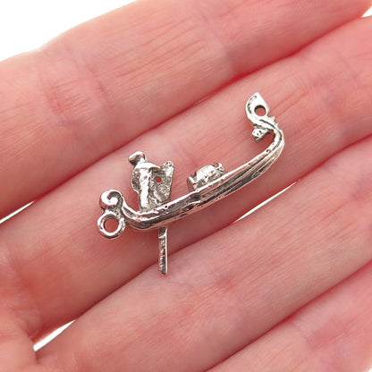 925 Sterling Silver Vintage Venetian Gondola Oxidized Charm Pendant