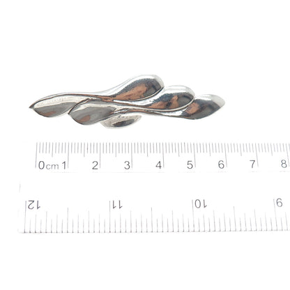 925 Sterling Silver Vintage Modernist Twisted Petal Pin Brooch