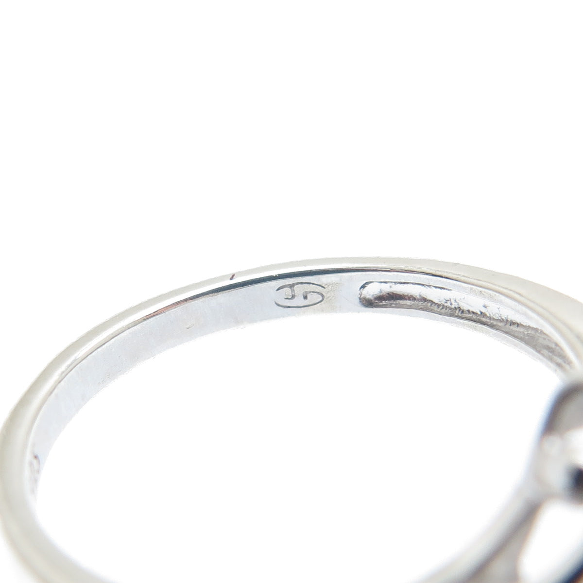 JASANI 925 Sterling Silver Real Round-Cut Diamond Couple Heart Ring Size 7.25