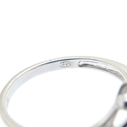 JASANI 925 Sterling Silver Real Round-Cut Diamond Couple Heart Ring Size 7.25