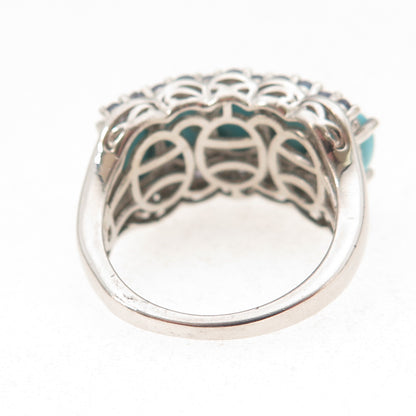 Chuck Clemency 925 Sterling Silver Real Turquoise & Tanzanite Ring Size 8.25