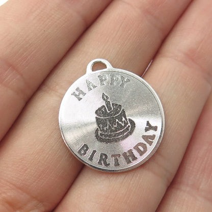 925 Sterling Silver Vintage "21 Happy Birthday" Cake Pendant