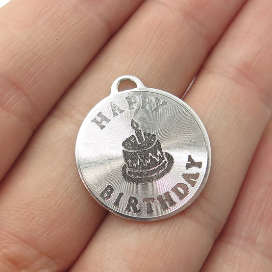 925 Sterling Silver Vintage "21 Happy Birthday" Cake Pendant