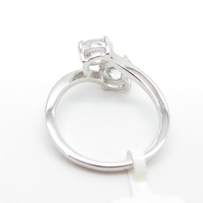 925 Sterling Silver Round-Cut C Z Engagement Bypass Ring Size 6.75