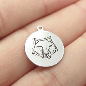 925 Sterling Silver USA Two In Town Wolf Charm Pendant
