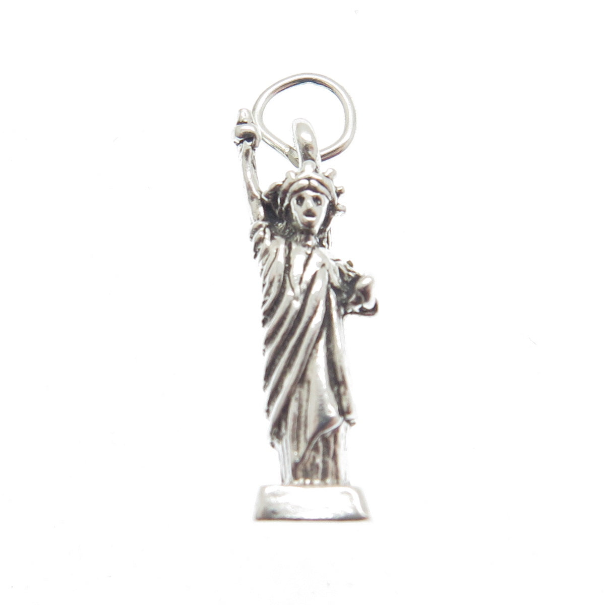 925 Sterling Silver Vintage Statue of Liberty 3D Pendant