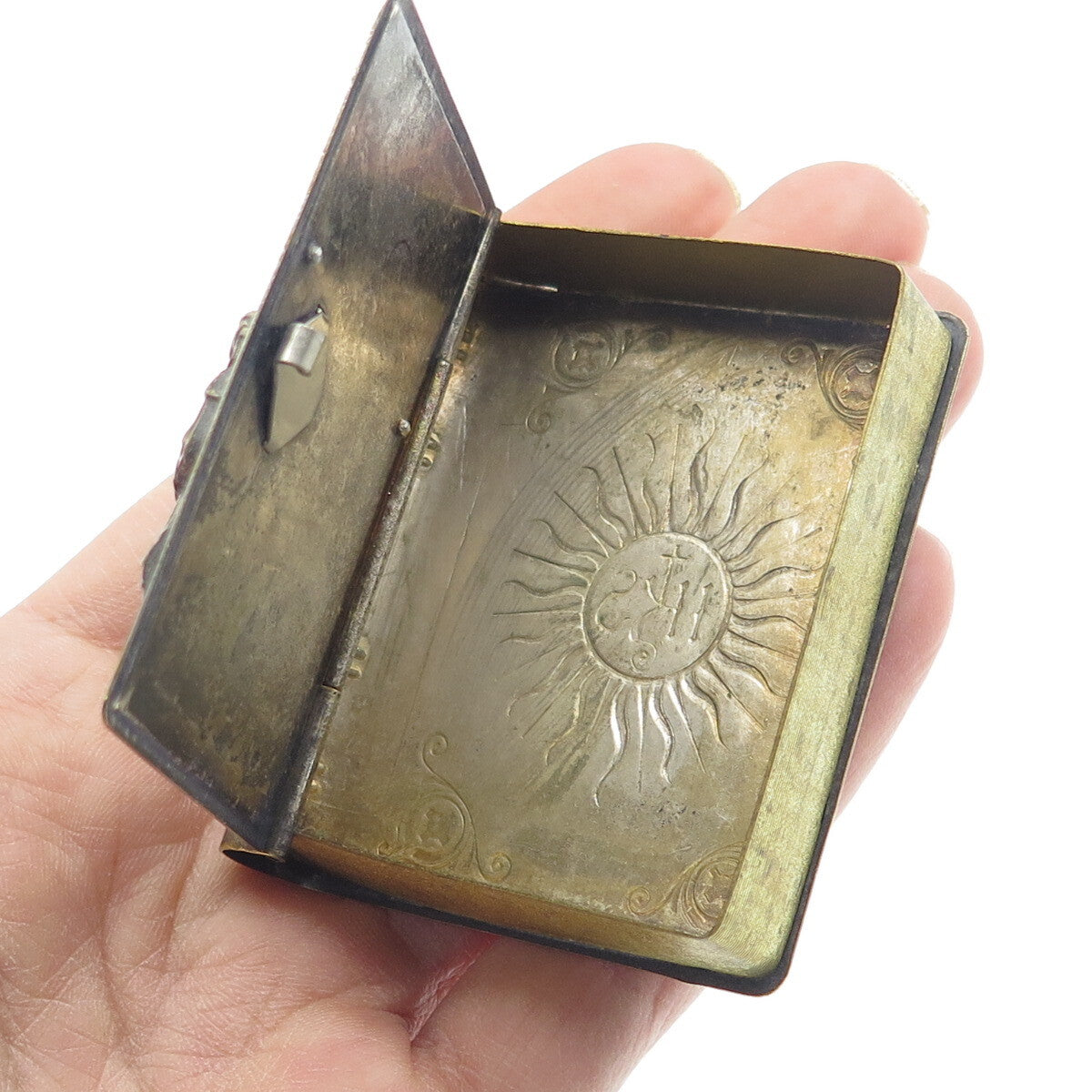 Antique Victorian 2-Tone Ave Maria B.V. Di Pompei Rosary Book Box