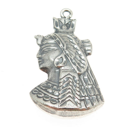 800 Silver Vintage Egypt Cleopatra Puffy Oxidized Pendant