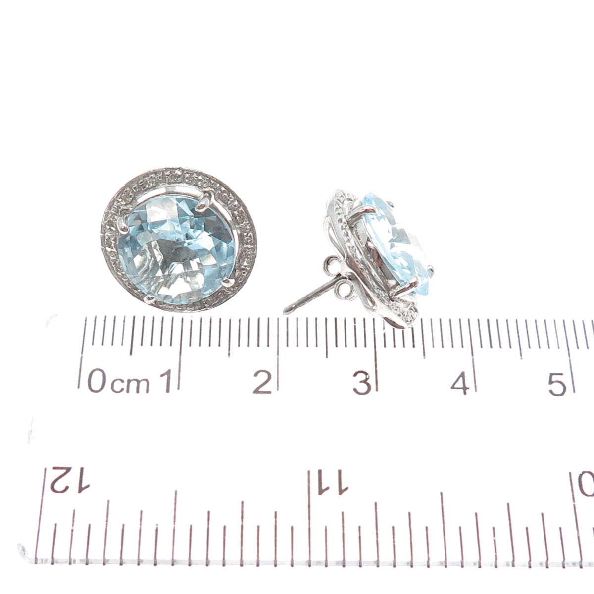 925 Sterling Silver Real Diamond & Blue Topaz Interchangeable Earrings